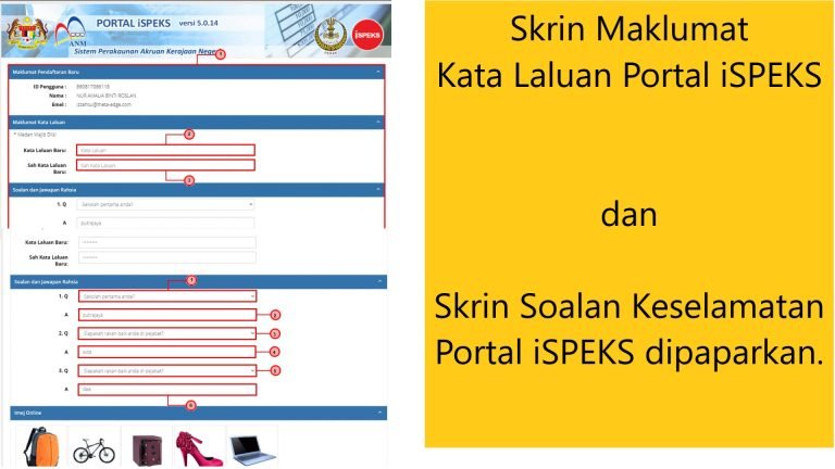 Skrin Maklumat Kata Laluan Portal iSPEKS Johor